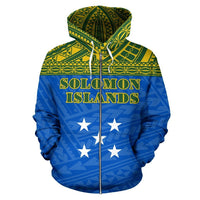 Solomon Islands All Over Zip up Hoodie Polynesian Hoodie Style - Polynesian Pride