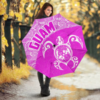 Guam Umbrella Turtle Coat of Arms Polynesian Pattern White Pink - Polynesian Pride