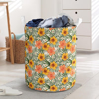 Tropical Flowers Hibiscus Pink Yellow Hawaii Laundry Basket Laundry Basket One Size Pink - Polynesian Pride
