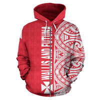 Wallis and Futuna All Over Zip up Hoodie Shoulder Style - Polynesian Pride
