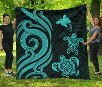 Papua New Guinea Premium Quilt - Turquoise Tentacle Turtle Turquoise - Polynesian Pride