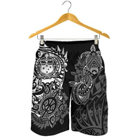Samoa Polynesian Shorts (Men) - White Turtle Flowing - Polynesian Pride