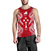 Kosrae Polynesian Men Tank Top Map Red White Red - Polynesian Pride