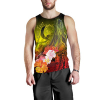 Pohnpei Custom Personalised Men's Tank Top - Humpback Whale with Tropical Flowers (Yellow) - Polynesian Pride