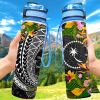 Chuuk State Hydro Tracking Bottle - Seal Spiral Polynesian Patterns Hydro Tracking Bottle - Chuuk 32oz Large Black - Polynesian Pride