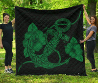Anchor Green Poly Tribal Premium Quilt Green - Polynesian Pride