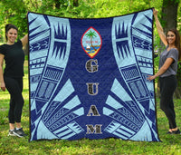 Guam Premium Quilt - Guam Coat Of Arms Polynesian Pale Blue Tattoo - Polynesian Pride
