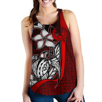 Pohnpei Micronesia Women's Racerback Tank Red - Turtle With Hook - Polynesian Pride