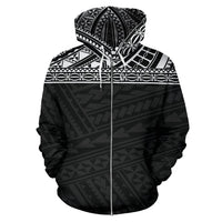 Poly All Over Zip up Hoodie Polynesian Black Version - Polynesian Pride