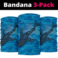 Hawaii Map Kanaka Galaxy Shark Bandana 3 - Pack - AH - Blue - Polynesian Pride