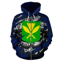 Polynesian Kanaka Maoli Hawaii Zip Hoodie Blue - Polynesian Pride