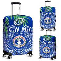 Northern Mariana Islands Rugby Luggage Covers Coconut Leaves - CNMI Blue - Polynesian Pride
