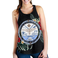 Marshall Islands Hibiscus Women's Racerback Tank A25 Black - Polynesian Pride