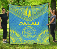 Palau Premium Quilt - Palau Seal Polynesian Chief BLue Version Blue - Polynesian Pride