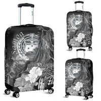 Samoa Luggage Covers - Humpback Whale with Tropical Flowers (White) - Polynesian Pride