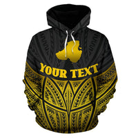 Kosrae Polynesian Custom Hoodie Gold Pride Map nd Seal - Polynesian Pride
