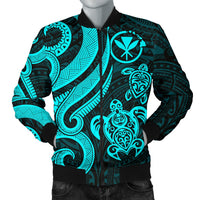 Polynesian Hawaii (Kanaka Maoli) Men Bomber Jacket - Turquoise Tentacle Turtle - Polynesian Pride