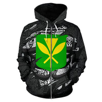 Polynesian Kanaka Maoli Hawaii Zip Hoodie Gray - Polynesian Pride