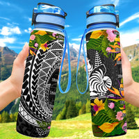 New Caledonia Hydro Tracking Bottle - Seal Spiral Polynesian Patterns Hydro Tracking Bottle - New Caledonia 32oz Large Black - Polynesian Pride