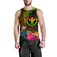 Polynesian Hawaii Kanaka Maoli Polynesian Personalised Men's Tank Top - Hibiscus and Banana Leaves - Polynesian Pride
