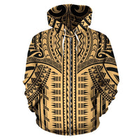 Polynesian All Over Zip up Hoodie Polynesian Pattern Hoodie Style - Polynesian Pride
