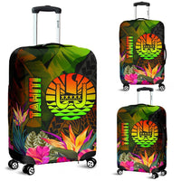 Tahiti Polynesian Luggage Covers - Hibiscus and Banana Leaves - Polynesian Pride