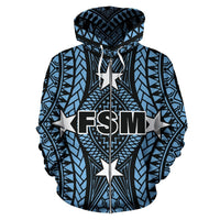 Federated States of Micronesia All Over Zip up Hoodie FSM Central - Polynesian Pride