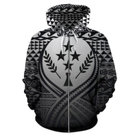 Kosrae All Over Zip up Hoodie Lift up Black - Polynesian Pride