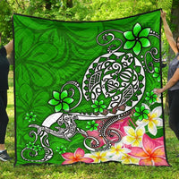 Polynesian Premium Quilt - Turtle Plumeria Green Color Green - Polynesian Pride