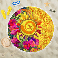 Polynesian Beach Blankets - Vanuatu Symbols With Hibiscus - Polynesian Pride