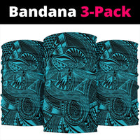 Hawaii Polynesian Spearhead Pattern Bandana 3 - Pack - AH - Blue - Polynesian Pride