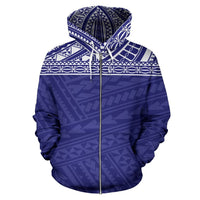 Poly All Over Zip up Hoodie Polynesian Blue Version - Polynesian Pride