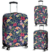 Tropical Hibiscus Red And Plumeria White Luggage Cover White - Polynesian Pride