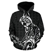 Polynesian Kakau Helmet Weapon White Kanaka Warrior Hoodie (Zip) - Polynesian Pride