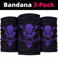 Hawaii Wild Boar Kamapua'a Polynesian Bandana 3-Pack - Purple - Polynesian Pride