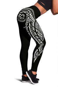Cook Islands State Tattoo Swirly White Polynesian Women's Leggings White - Polynesian Pride