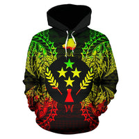 Kosrae Polynesian ll Over Hoodie Map Reggae - Polynesian Pride