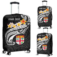 Fiji Custom Personalised Luggage Covers - Fiji Seal Polynesian Patterns Plumeria (Black) - Polynesian Pride