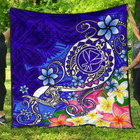 Hawaii Premium Quilt - Turtle Plumeria Polynesian Tattoo Blue Color Blue - Polynesian Pride