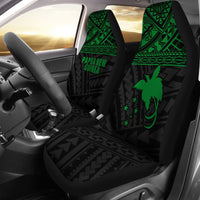 Papua New Guinea Car Seat Covers - Papua New Guinea Green FLag Polynesian Tattoo Universal Fit Green - Polynesian Pride