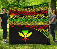 Hawaii Polynesian Premium Quilt - Reggae Kanaka Maoli Curve Version - Polynesian Pride