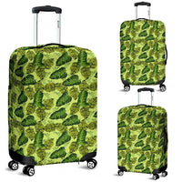 Tropical Green Luggage Cover White - Polynesian Pride