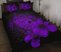 Hawaiian Map Turtle Hibiscus Polynesian Quilt Bedding Set - Purple - Polynesian Pride