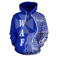 Wallis and Futuna Polynesian Zip up Hoodie Coconut Tree Blue - Polynesian Pride
