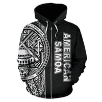 American Samoa Polynesian Zip up Hoodie White Line - Polynesian Pride