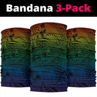 Hawaii Polynesian Spearhead Pattern Bandana 3 - Pack - AH - Rainbow - Polynesian Pride