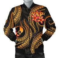 Yap Micronesian Men Bomber Jacket - Gold Plumeria - Polynesian Pride