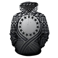 Cook Islands All Over Hoodie Lift up Black - Polynesian Pride