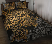 Tonga Polynesian Quilt Bed Set - Gold Turtle Flowing Gold - Polynesian Pride