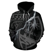 Guam Polynesian Zip up Hoodie Lighting Thunder - Polynesian Pride